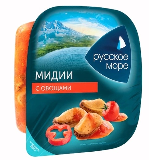 Салат из мяса мидии чилийской вареной с овощами 150г/Русское море