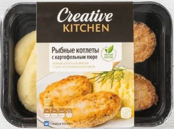 Котлеты рыбные домашние из фарша минтая с пюре 230г/Creative Kitchen