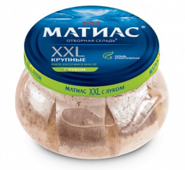 Филе-кусочки сельди атл. с/c "Матиас" XXL отборный в масле с луком ст/б 260г/Санта Бремор