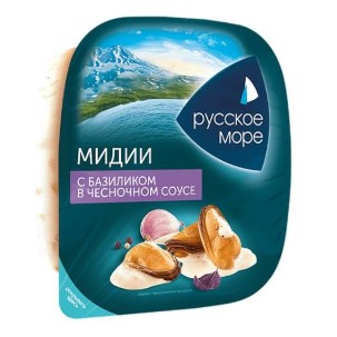 Мидии с базиликом в чесночном соусе 150г/Русское море