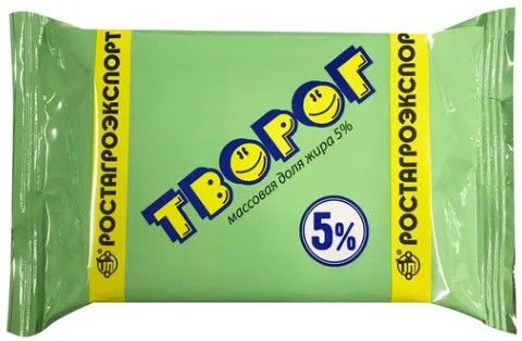 Творог 5% 180г. флоу-пак РОСТАГРОЭКСПОРТ