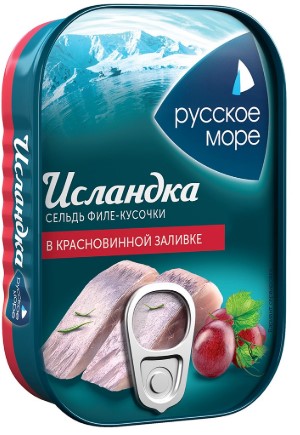 Сельдь "Исландка" филе-кусочки в красном вине 115гр