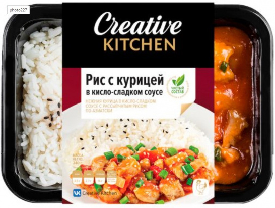 Рис отварной с курицей в кисло-сладком соусе 240г/Creative Kitchen