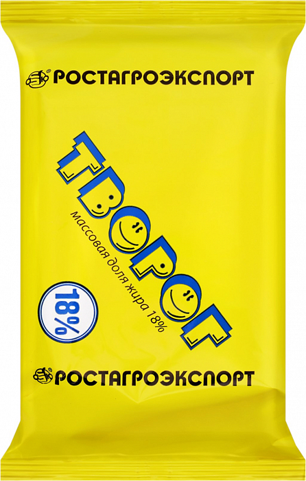 Творог 18% 180г. флоу-пак РОСТАГРОЭКСПОРТ