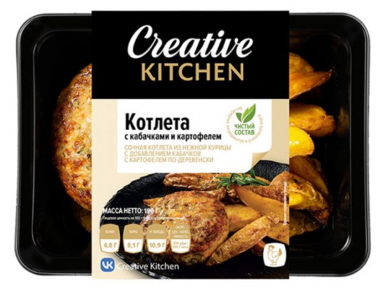 Котлетка куриная с кабачками с картофелем по-деревенски 190г/Creative Kitchen