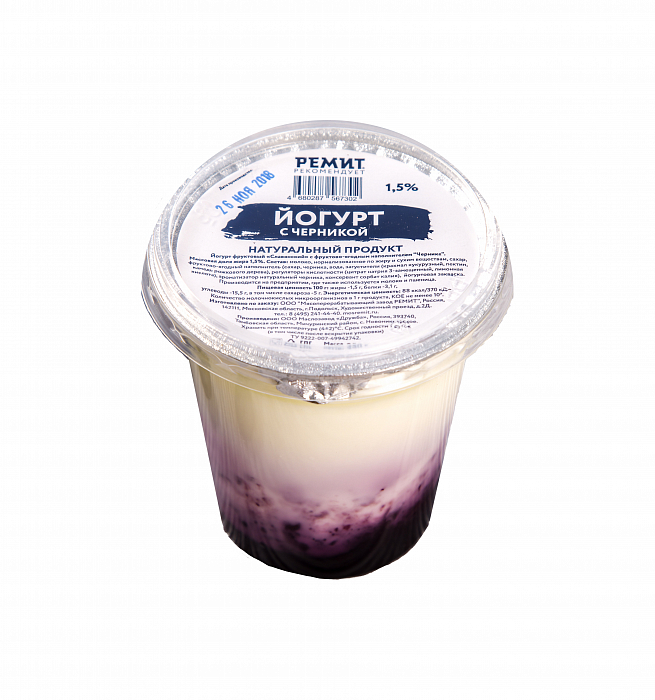 Йогурт фруктовый слоеный «Черника», 1,5%, 350г