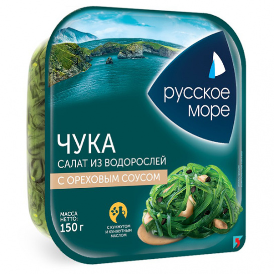 Салат из морских водорослей "Чука" с ореховым соусом 150г/Русское море