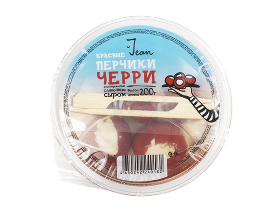 Перчики черри красные фаршированные сливочным сыром 200гр.