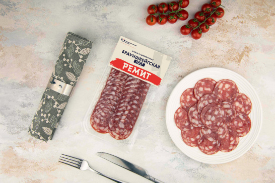 Нарезка колбаса сырокопченая «Брауншвейгская» ГОСТ, 100 г