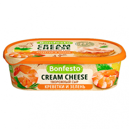 Сыр Кремчиз Креветки и Зелень 65% 140гр. Bonfesto