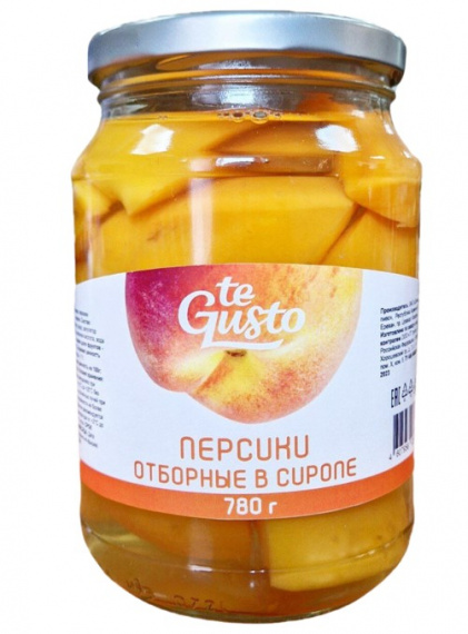 Персики отборные в сиропе 780гр/Te Gusto