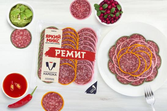 Нарезка колбасы Ассорти Яркий микс с/к ГМС (шт. 90 г)