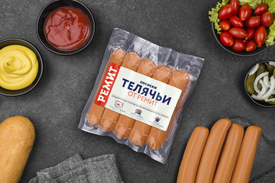 Сосиски Телячьи от Ремит (целлофан) в/у (шт. 480 г)