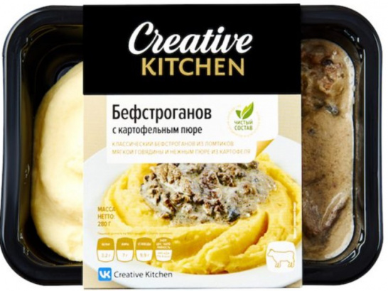 Бефстроганов с картофельным пюре 280г/Creative Kitchen