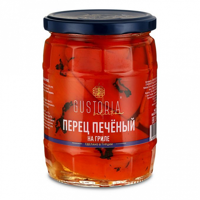 Печеные перцы консервированные/GUSTORIA/580 мл.