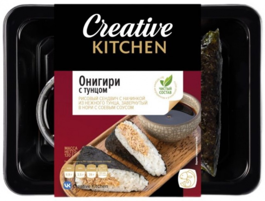 Онигири с филе тунца консервированного с соусом 130г/Creative Kitchen