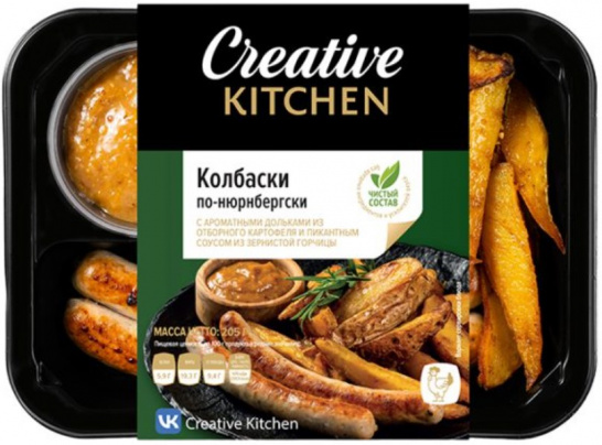 Колбаски по-нюрнбергски с картофелем и соусом 205г/Creative Kitchen