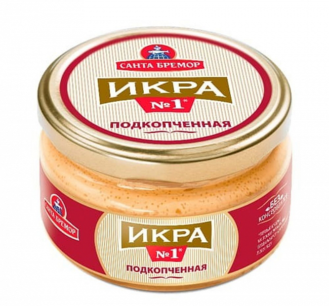 Икра деликатесная подкопченная 180г/Санта Бремор